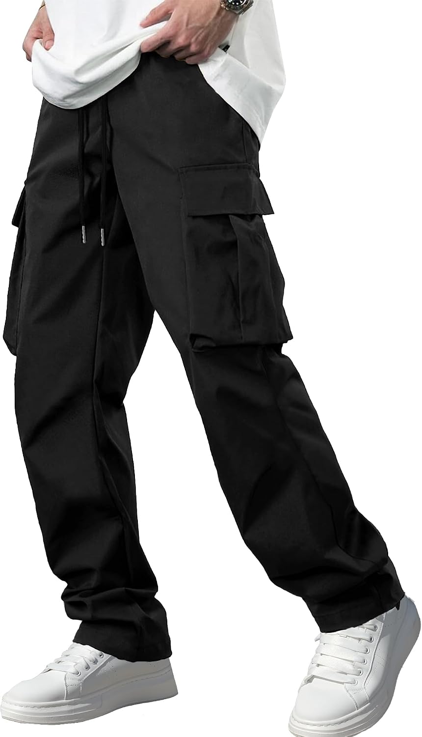 Men's cargo pants, tactical, durable, stretch, drawstring elastic waist