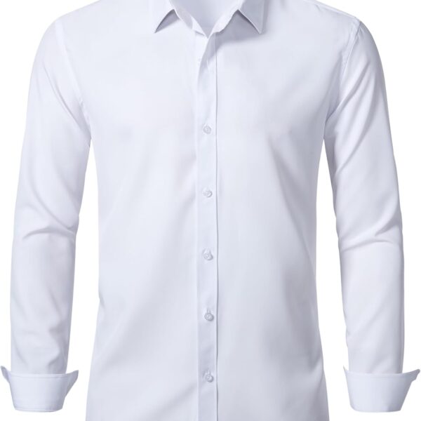 Slim Fit Stretch Formal Long Sleeve Button Down Dress Shirt