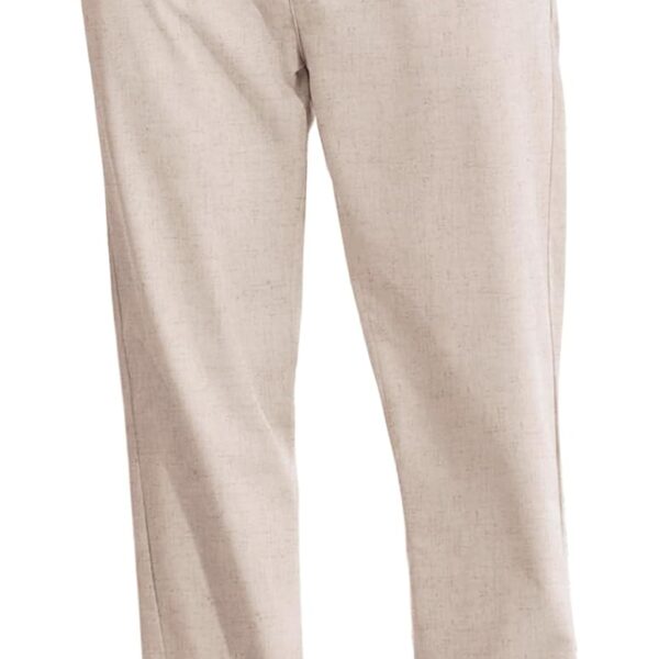 Men's cotton linen pants, lightweight, drawstring, elastic waist, stretch, breathable