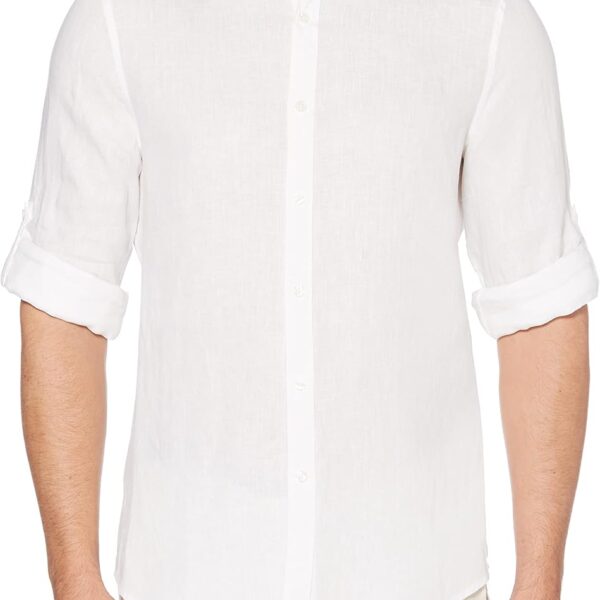Roll Sleeve 100% Linen Button Down Shirt X Small to 5X