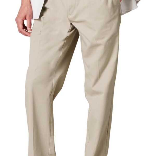 Men's classic fit chino pants, wrinkle resistant, pleated