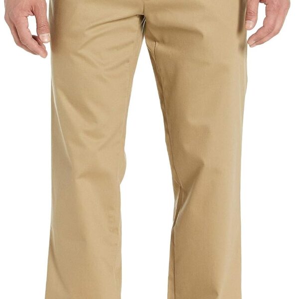 Men's straight fit khaki pants, stretch cotton 