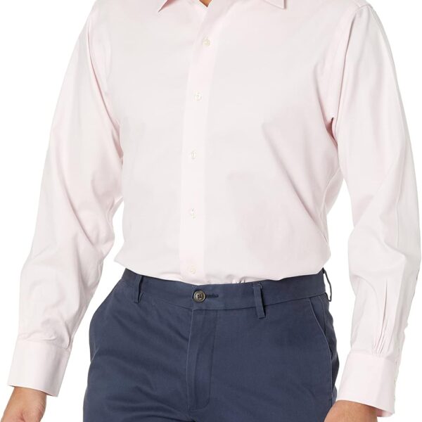 Non Iron Stretch Twill Solid Dress Shirt Spread Collar