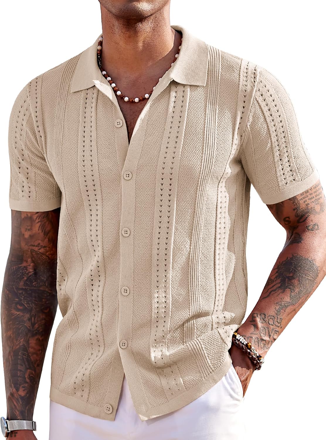 Short Sleeve Knit Button Down Polo Shirt