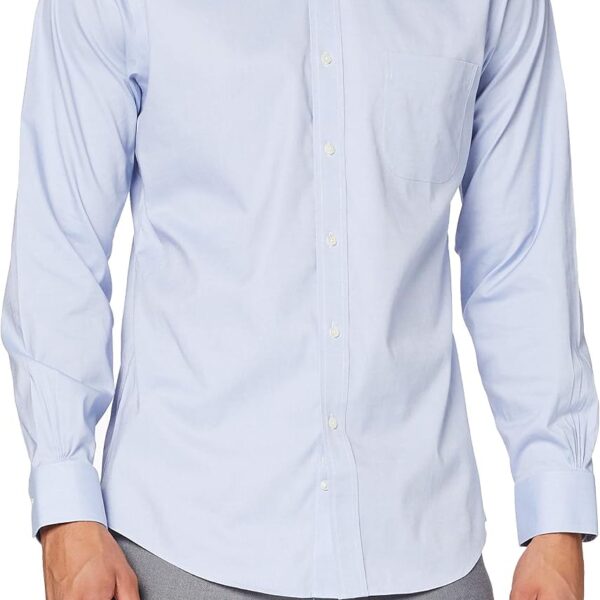 Non Iron Stretch Pinpoint Solid Dress Shirt Long Sleeve